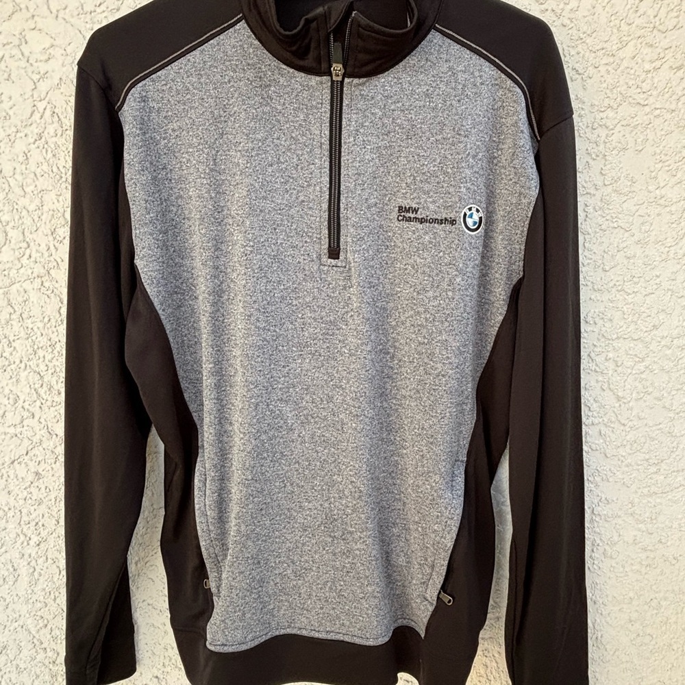 Gray and Black Lightweight Shirt‎ Jacket with Quarter-Zip - Picture 4 of 7